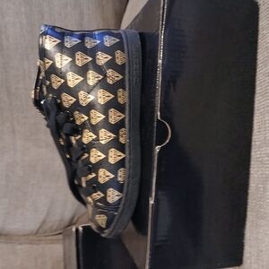 Black and Gold Patterned Sneakers